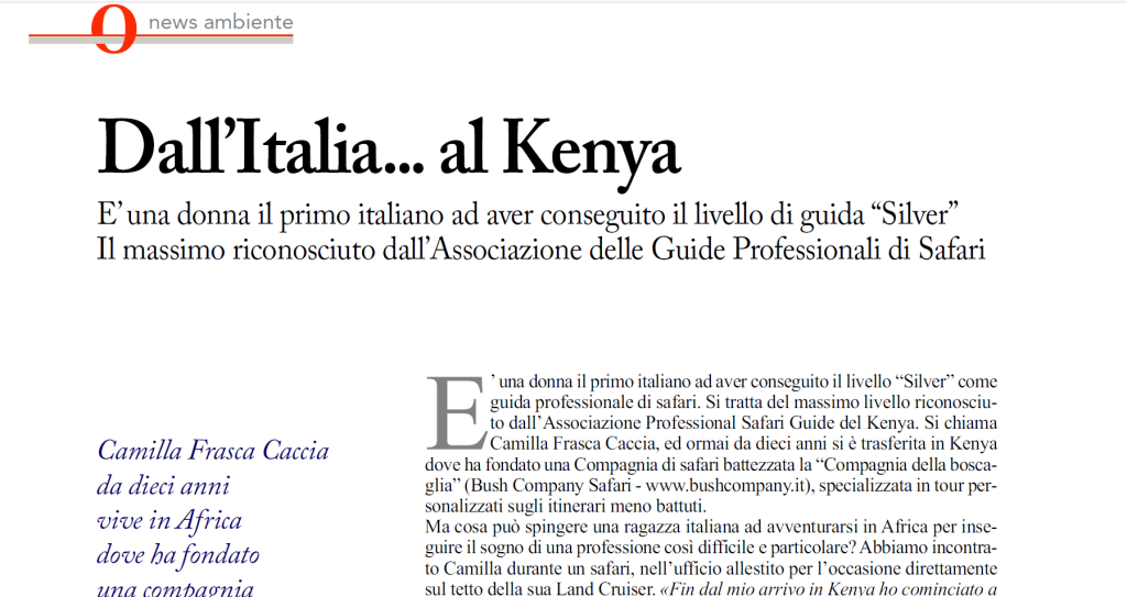 [Oasis] Dall’Italia… al Kenya
